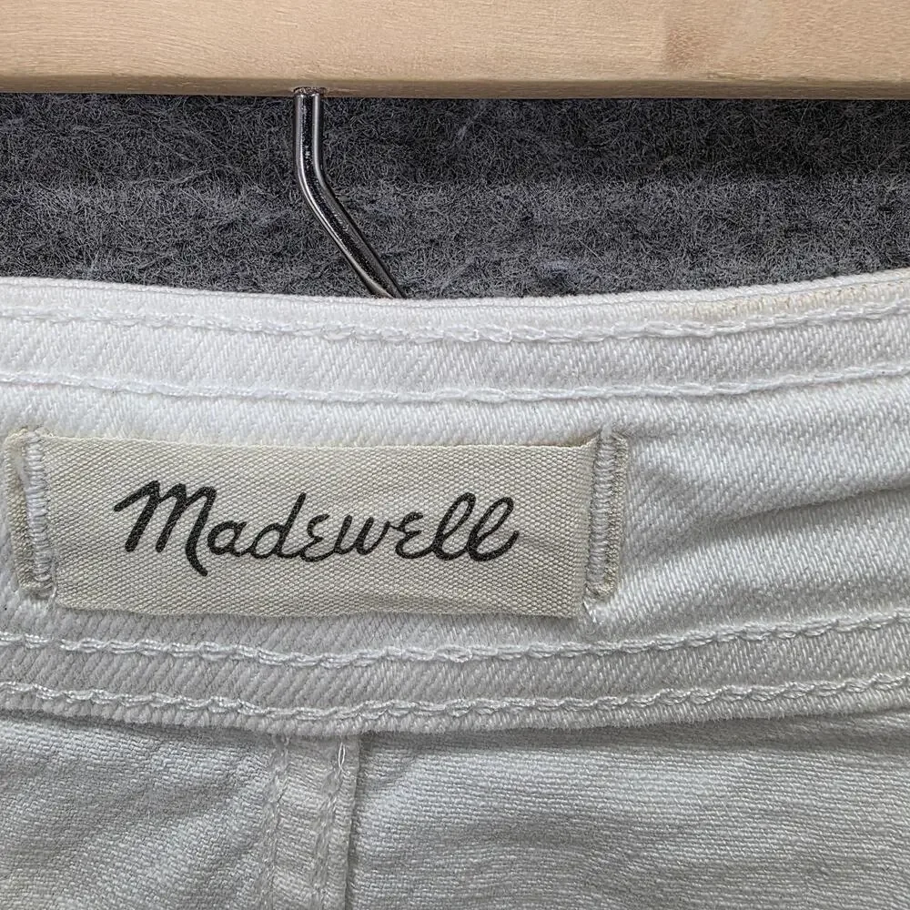 Madewell Skirt Womens 14 White Short Mini Denim Button Pockets Casual Summer